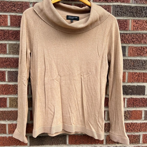 Jones New York Collection Tan Beige Cowl Neck Sweater - Picture 1 of 6